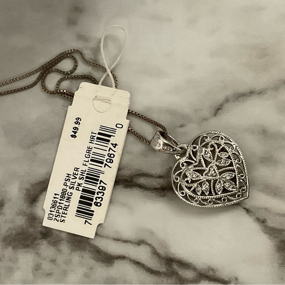 Sterling Silver Filigree & Pink Shell Dual Sided Pendant Necklace NWT - Picture 3 of 3